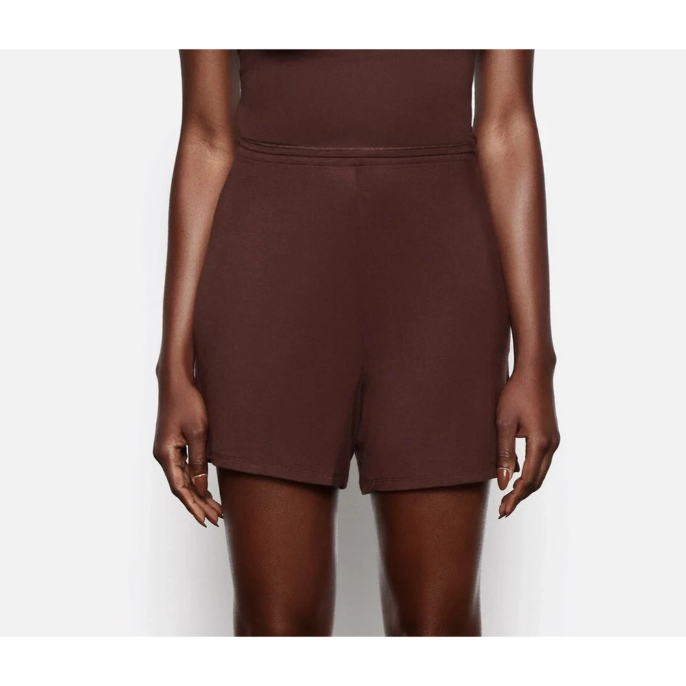 SKIMS Pajama Sleep Shorts Y2K preppy Size Small Color Cocoa Brown A006151